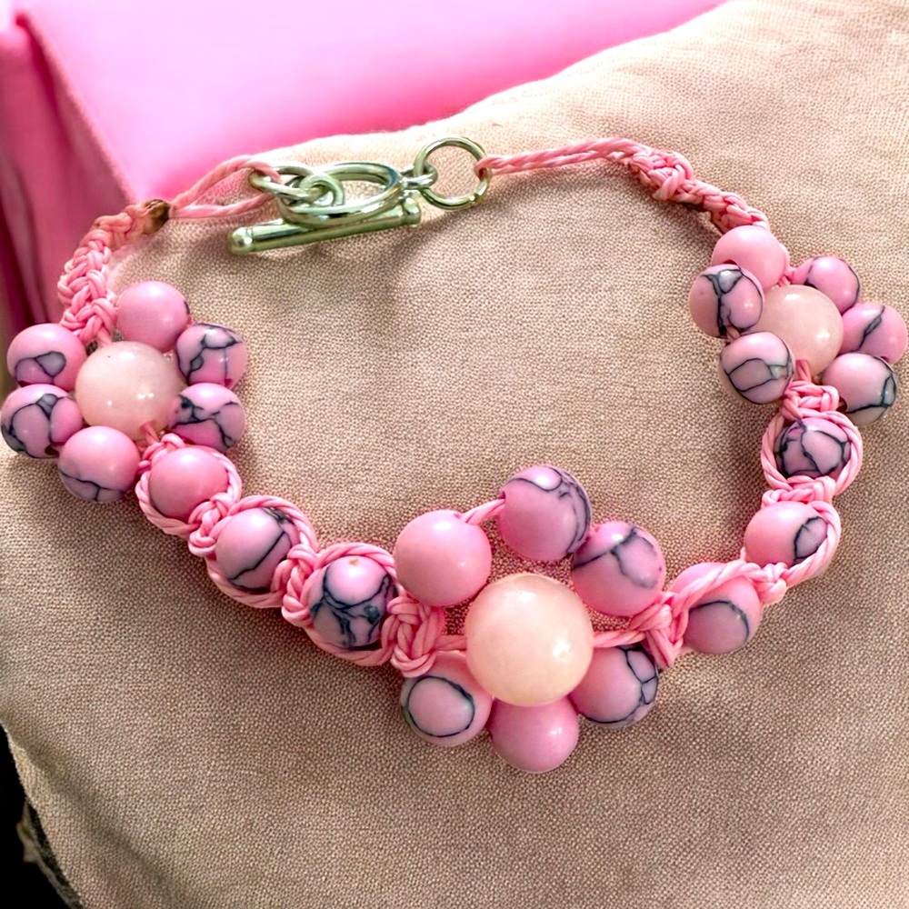 🌸 Pink Blossom Macrame Bracelet